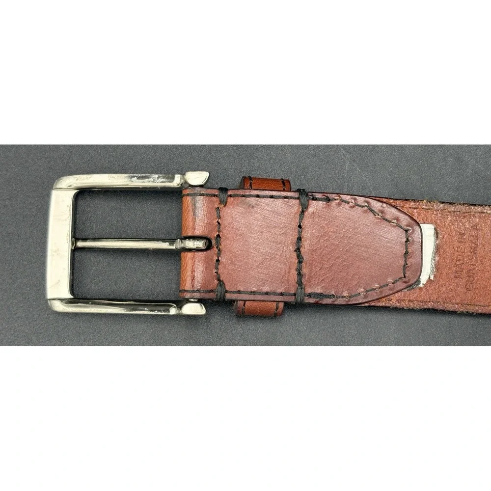 Fossil Men's Brown Leather Belt 90/36 Silver Buckle MB102222236 US Seller GUC